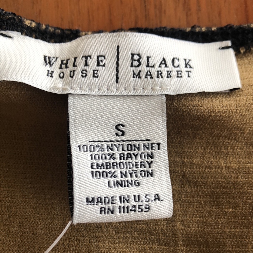 White House Black Market‎ Black Lace Camisole Top Shirred Waist Sz S- NWT - Picture 4 of 8